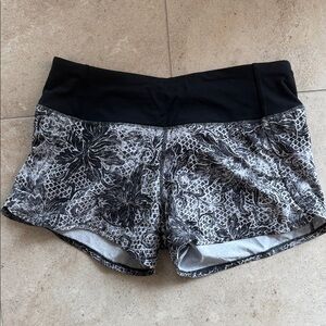 lululemon athletica Black and Gray Floral Athletic Shorts